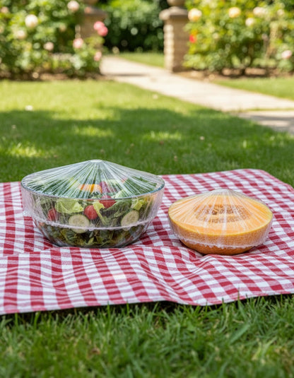 Salade et melon protégés au pique-nique
